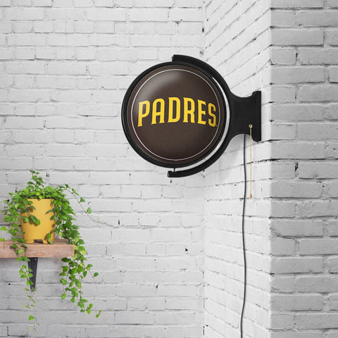 San Diego Padres: Wordmark - Original Round Rotating Lighted Wall Sign - The Fan-Brand