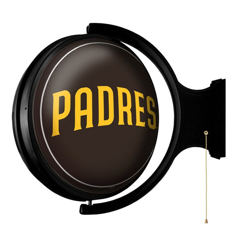 San Diego Padres: Wordmark - Original Round Rotating Lighted Wall Sign - The Fan-Brand