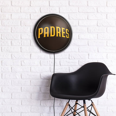 San Diego Padres: Wordmark - Round Slimline Lighted Wall Sign - The Fan-Brand