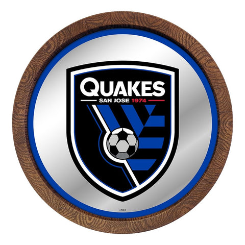 San Jose Earthquakes: Barrel Top Framed Mirror Mirrored Wall Sign - The Fan-Brand
