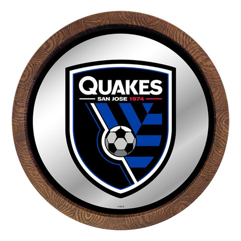 San Jose Earthquakes: Barrel Top Framed Mirror Mirrored Wall Sign - The Fan-Brand