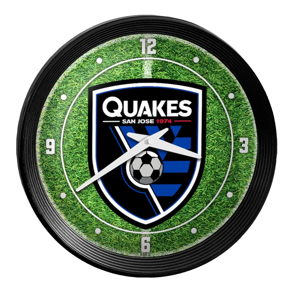 San Jose Earthquakes: Pitch - Ribbed Frame Wall Clock - The Fan-Brand
