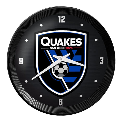 San Jose Earthquakes: Ribbed Frame Wall Clock - The Fan-Brand