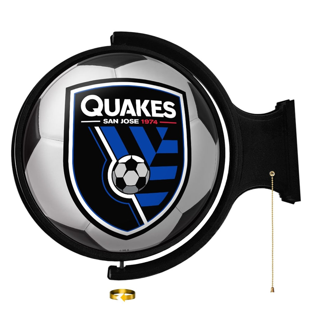 San Jose Earthquakes: Soccer Ball - Original Round Rotating Lighted Wall Sign - The Fan-Brand