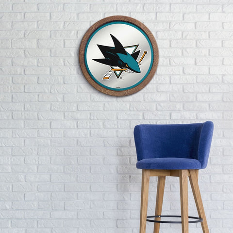 San Jose Sharks: Mirrored Barrel Top Wall Sign - The Fan-Brand