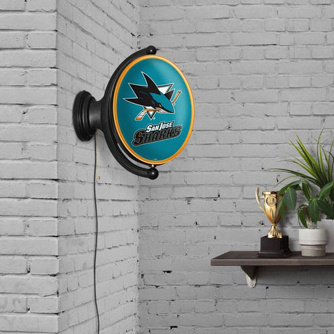 San Jose Sharks: Original Oval Rotating Lighted Wall Sign - The Fan-Brand