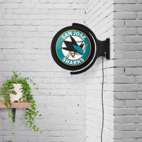 San Jose Sharks: Original Round Rotating Lighted Wall Sign - The Fan-Brand