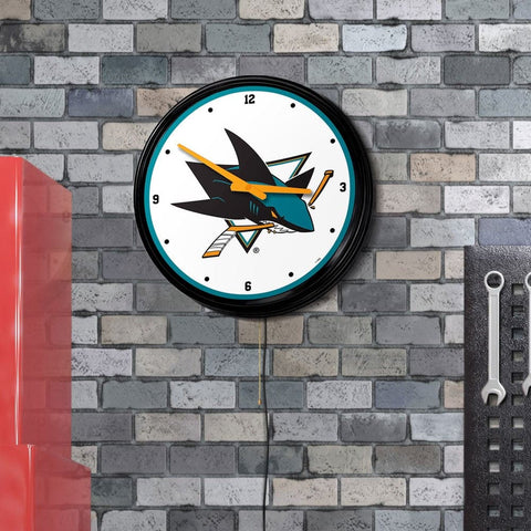 San Jose Sharks: Retro Lighted Wall Clock - The Fan-Brand