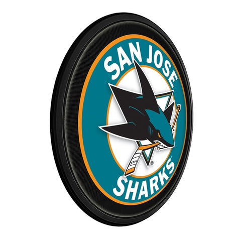 San Jose Sharks: Round Slimline Lighted Wall Sign - The Fan-Brand