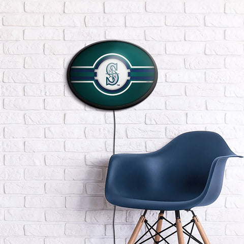 Seattle Mariners: Oval Slimline Lighted Wall Sign - The Fan-Brand