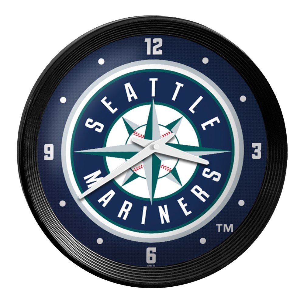 Seattle Mariners: Ribbed Frame Wall Clock - The Fan-Brand