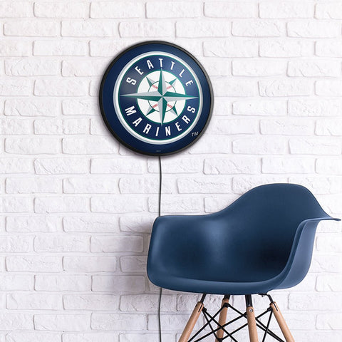 Seattle Mariners: Round Slimline Lighted Wall Sign - The Fan-Brand