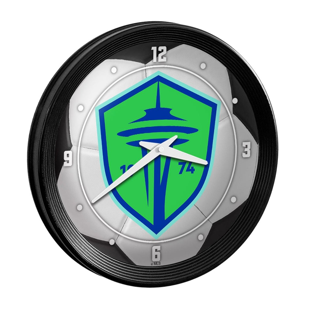 Seattle Sounders: Soccer Ball - Ribbed Frame Wall Clock - The Fan-Brand