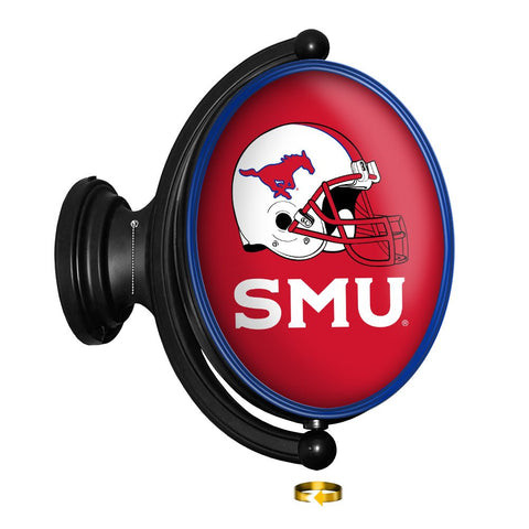SMU Mustangs: Helmet - Original Oval Rotating Lighted Wall Sign - The Fan-Brand