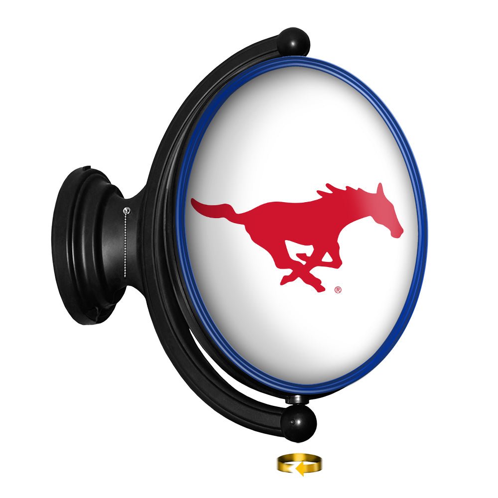 SMU Mustangs: Original Oval Rotating Lighted Wall Sign - The Fan-Brand