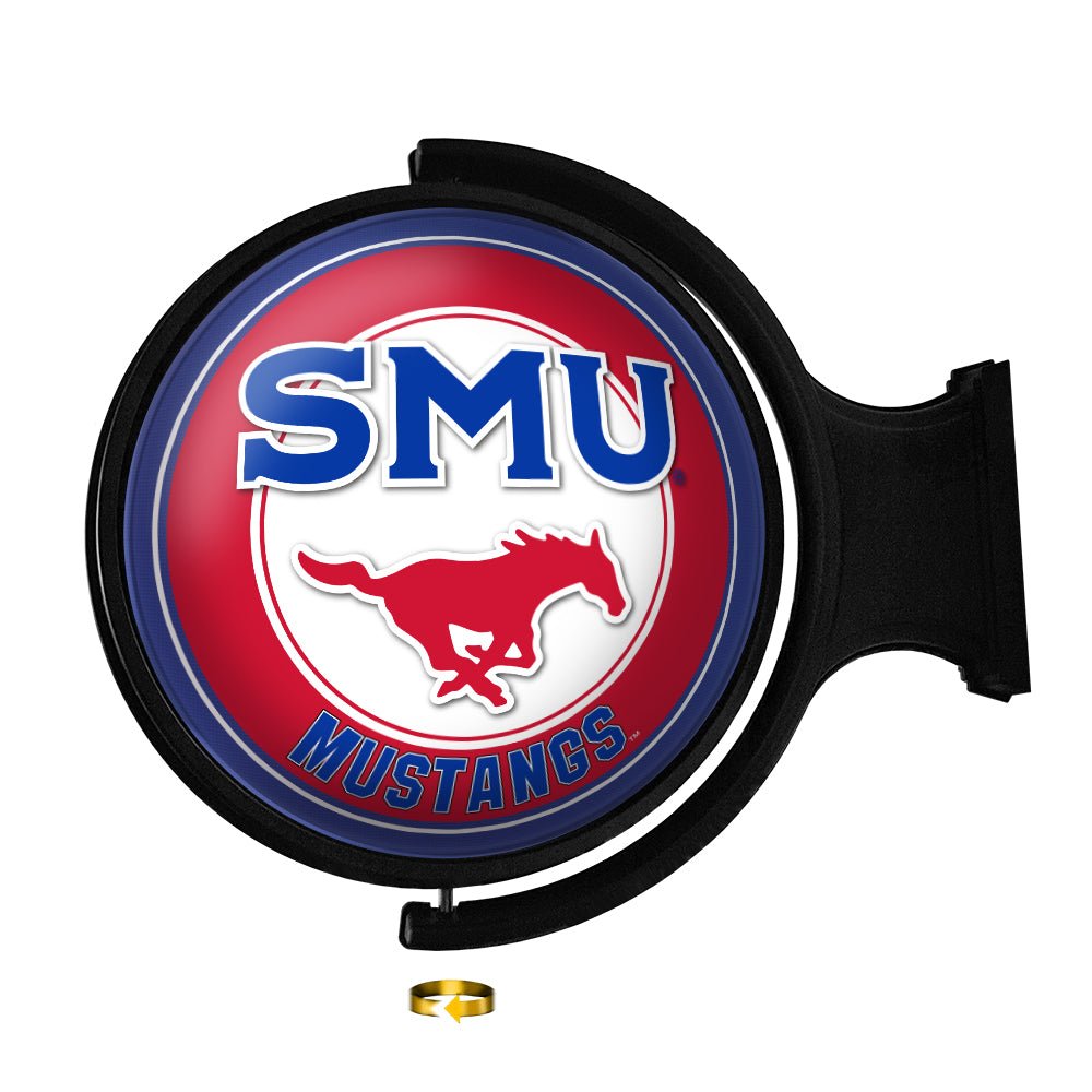 SMU Mustangs: Original Round Rotating Lighted Wall Sign - The Fan-Brand