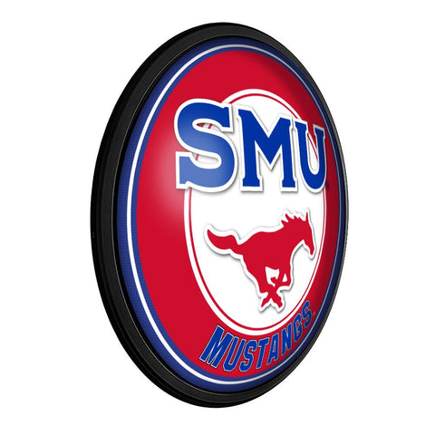 SMU Mustangs: Round Slimline Lighted Wall Sign - The Fan-Brand