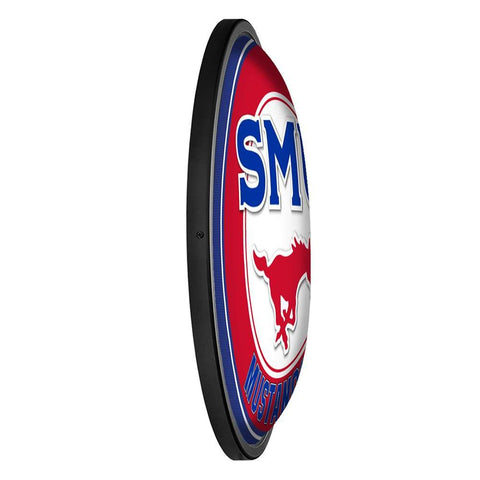SMU Mustangs: Round Slimline Lighted Wall Sign - The Fan-Brand