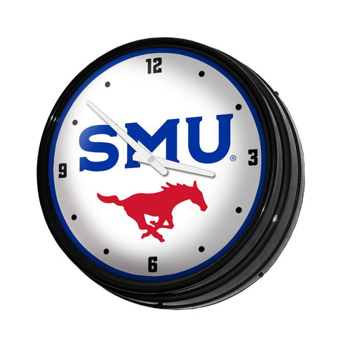 SMU Mustangs: SMU - Retro Lighted Wall Clock - The Fan-Brand