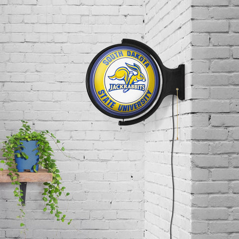 South Dakota State Jackrabbits: Original Round Rotating Lighted Wall Sign - The Fan-Brand