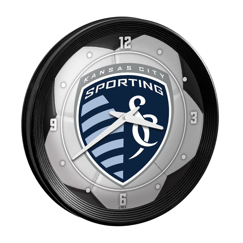 Sporting Kansas City: Soccer Ball - Ribbed Frame Wall Clock - The Fan-Brand