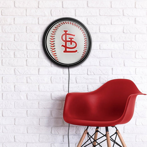 St. Louis Cardinals: Baseball - Round Slimline Lighted Wall Sign - The Fan-Brand