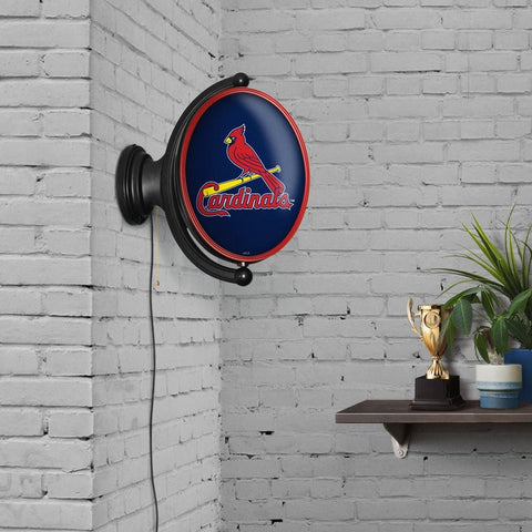 St. Louis Cardinals: Original Oval Rotating Lighted Wall Sign - The Fan-Brand