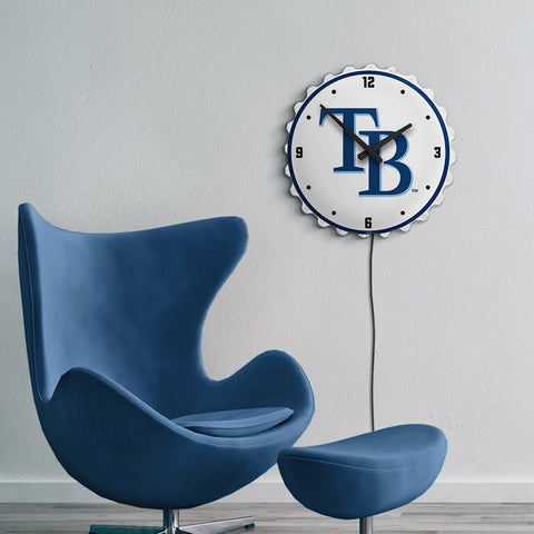 Tampa Bay Rays: Logo - Bottle Cap Lighted Wall Clock - The Fan-Brand