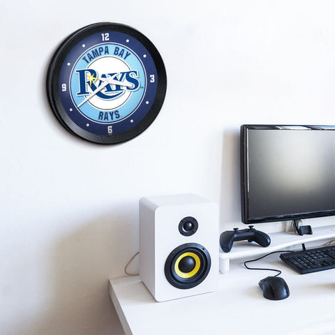 Tampa Bay Rays: Ribbed Frame Wall Clock - The Fan-Brand