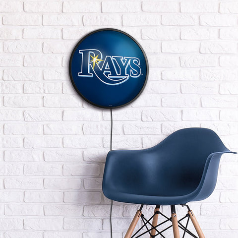 Tampa Bay Rays: Wordmark - Round Slimline Lighted Wall Sign - The Fan-Brand