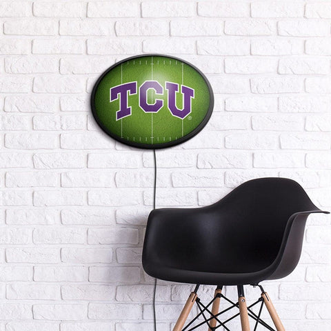 TCU Horned Frogs: On the 50 - Oval Slimline Lighted Wall Sign - The Fan-Brand