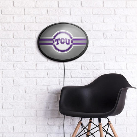 TCU Horned Frogs: Oval Slimline Lighted Wall Sign - The Fan-Brand