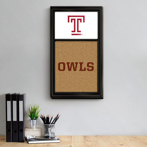 Temple Owls: Dual Logo - Cork Note Board - The Fan-Brand