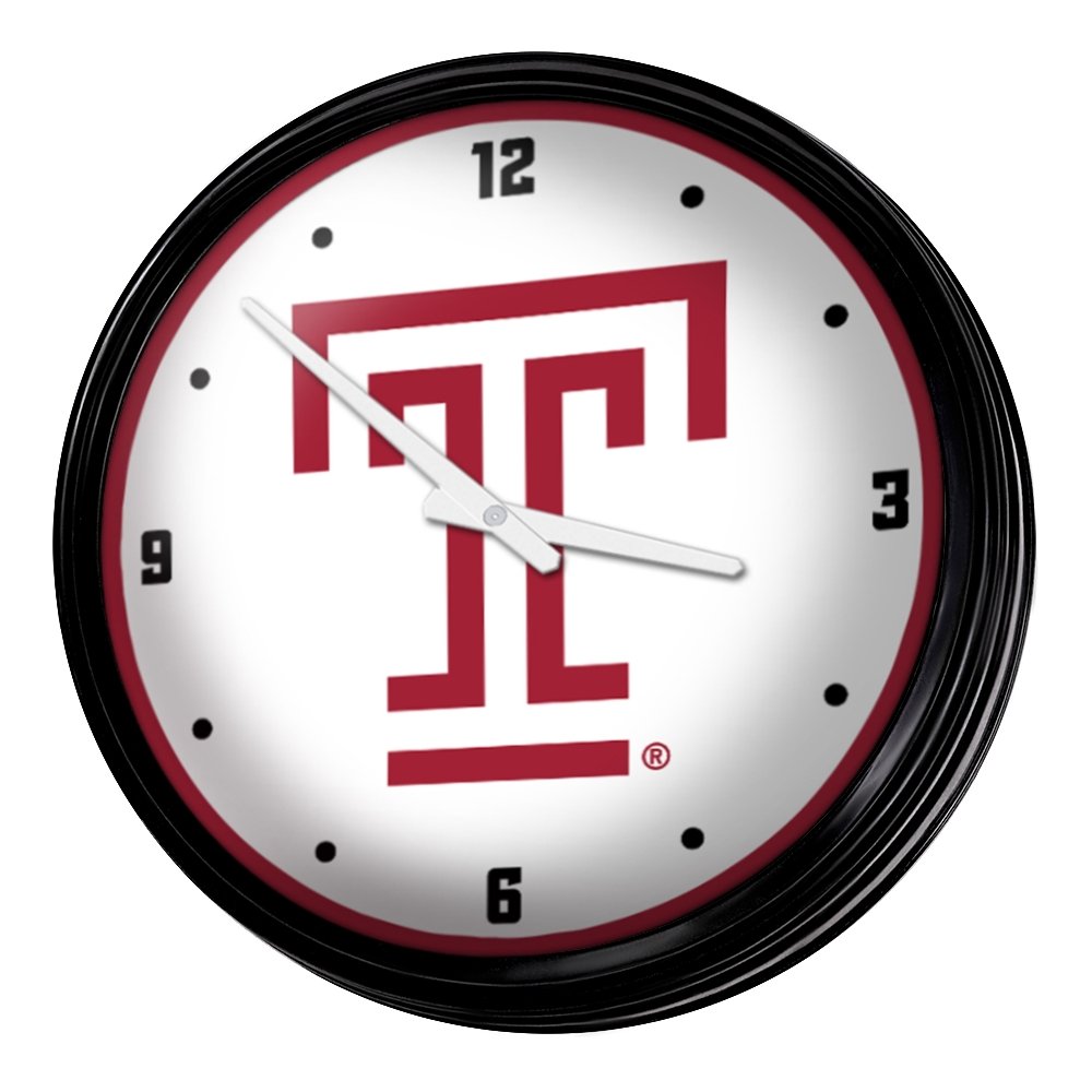 Temple Owls: Logo - Retro Lighted Wall Clock - The Fan-Brand