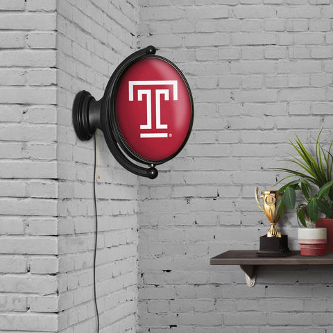 Temple Owls: Original Oval Rotating Lighted Wall Sign - The Fan-Brand