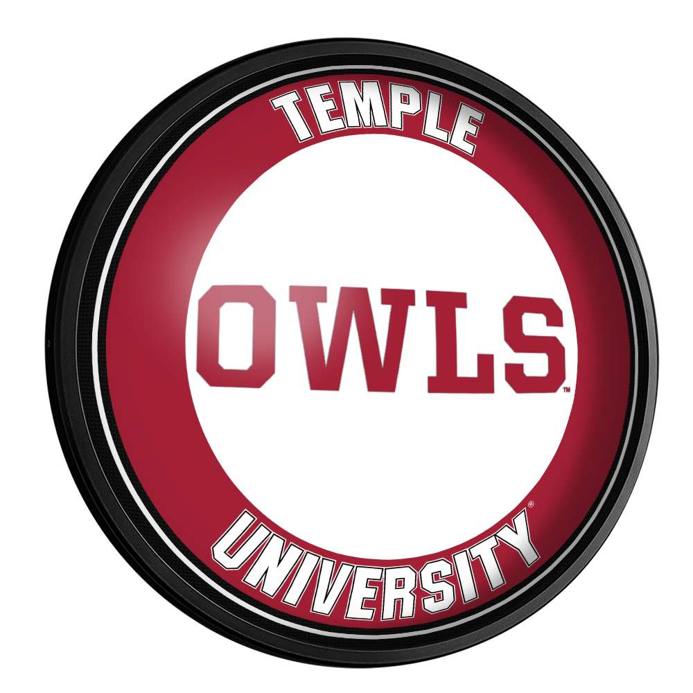 Temple Owls: Owls - Round Slimline Lighted Wall Sign - The Fan-Brand