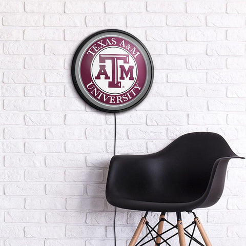 Texas A&M Aggies: Round Slimline Lighted Wall Sign - The Fan-Brand