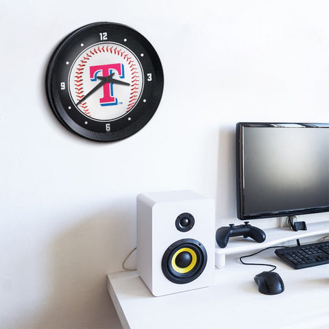 Texas Rangers: Baseball - Ribbed Frame Wall Clock - The Fan-Brand