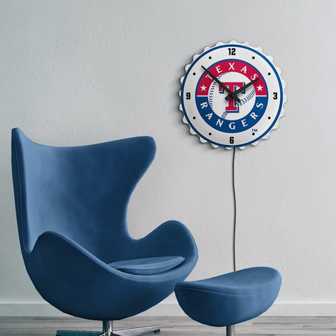 Texas Rangers: Bottle Cap Lighted Wall Clock - The Fan-Brand