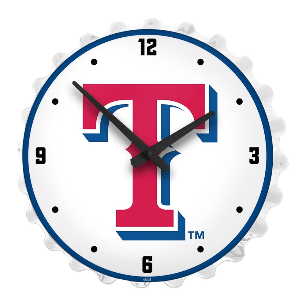 Texas Rangers: Logo - Bottle Cap Lighted Wall Clock - The Fan-Brand