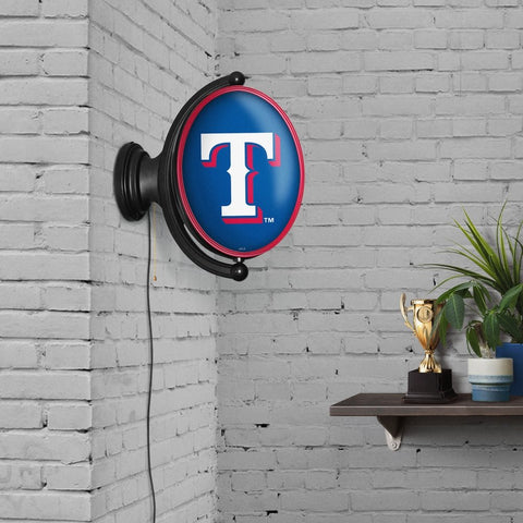 Texas Rangers: Original Oval Rotating Lighted Wall Sign - The Fan-Brand