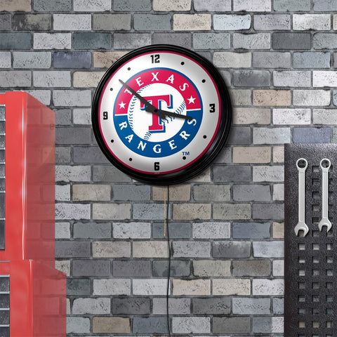 Texas Rangers: Retro Lighted Wall Clock - The Fan-Brand
