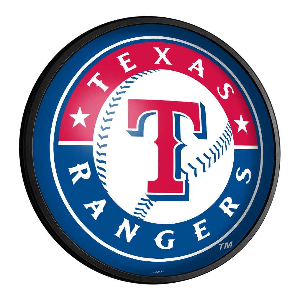 Texas Rangers: Round Slimline Lighted Wall Sign - The Fan-Brand