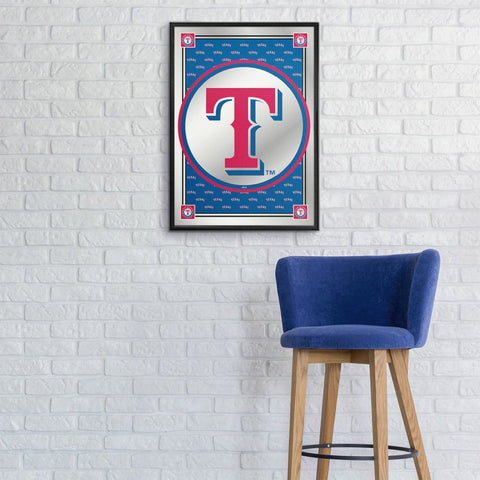 Texas Rangers: Vertical Team Spirit - Framed Mirrored Wall Sign - The Fan-Brand