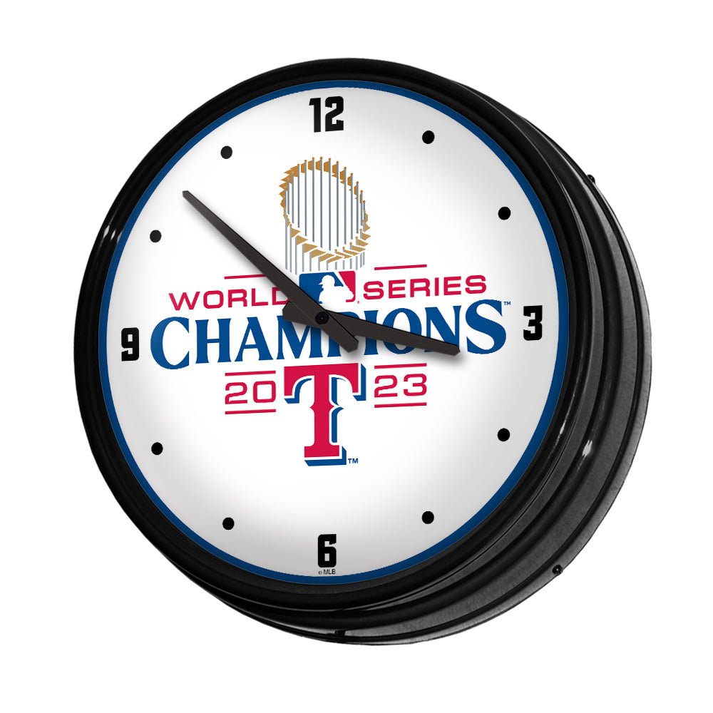 Texas Rangers: World Series Champs - Retro Lighted Wall Clock - The Fan-Brand