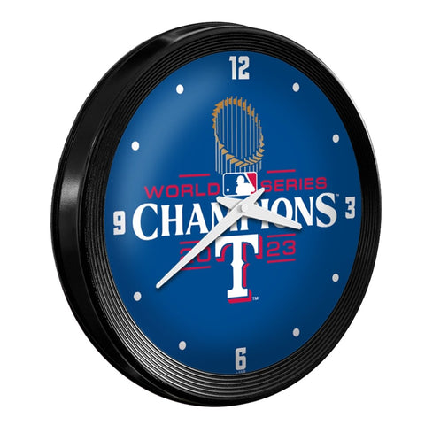 Texas Rangers: World Series Champs - Ribbed Frame Wall Clock - The Fan-Brand