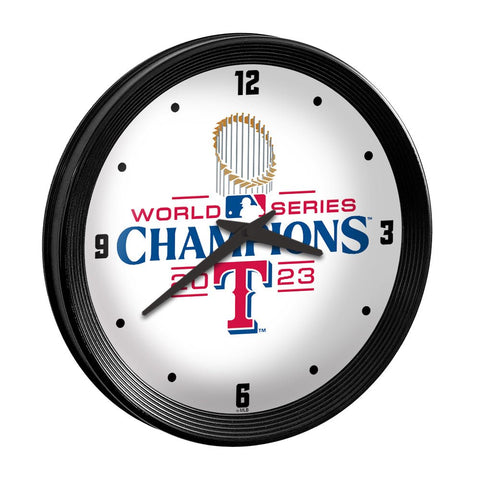 Texas Rangers: World Series Champs - Ribbed Frame Wall Clock - The Fan-Brand