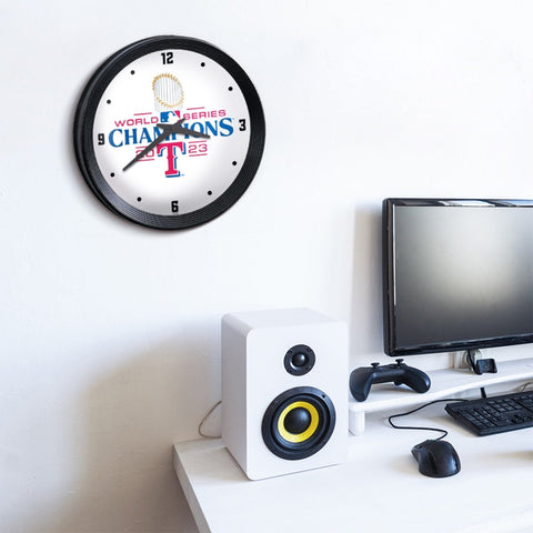 Texas Rangers: World Series Champs - Ribbed Frame Wall Clock - The Fan-Brand