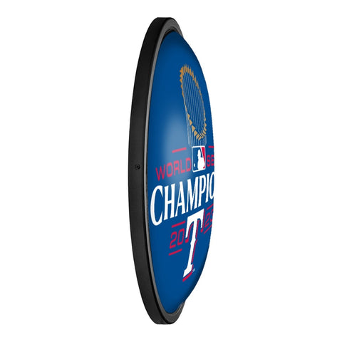 Texas Rangers: World Series Champs - Round Slimline Lighted Wall Sign - The Fan-Brand