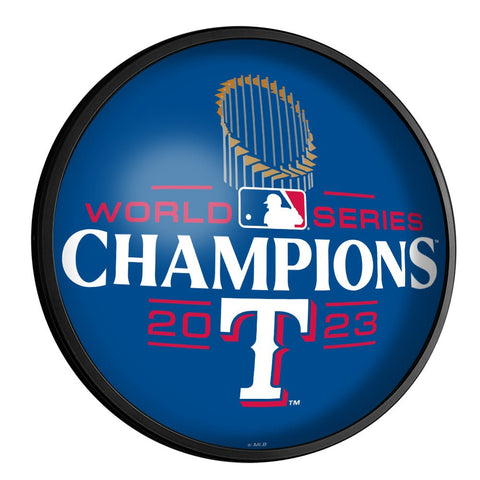 Texas Rangers: World Series Champs - Round Slimline Lighted Wall Sign - The Fan-Brand